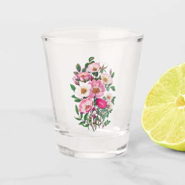 Wild Roses Shot Glass (Front)