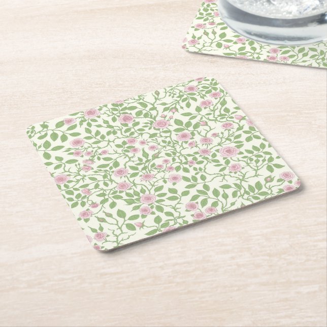 Wild roses  square paper coaster (Angled)