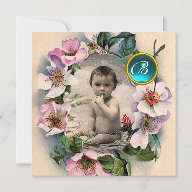 WILD ROSES ,STORK BOY BABY SHOWER PHOTO TEMPLATE (Front)