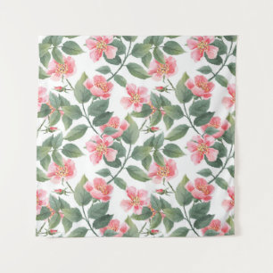 Wild Roses Watercolor Floral Seamless Tapestry