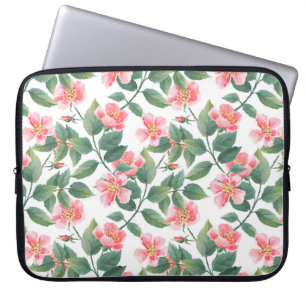 Wild roses watercolor seamless pattern. Flowers, l Laptop Sleeve