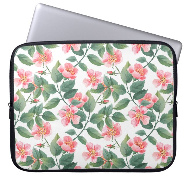Wild roses watercolor seamless pattern. Flowers, l Laptop Sleeve (Front)