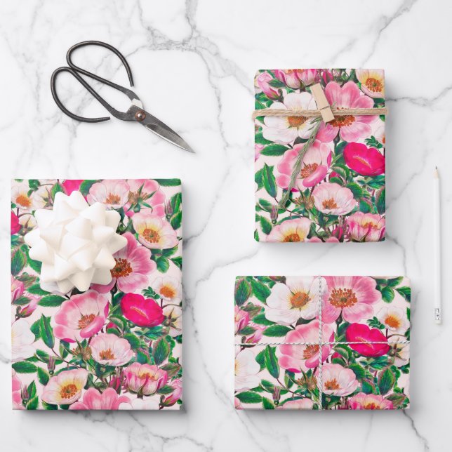 Wild Roses Wrapping Paper Sheet (Front)