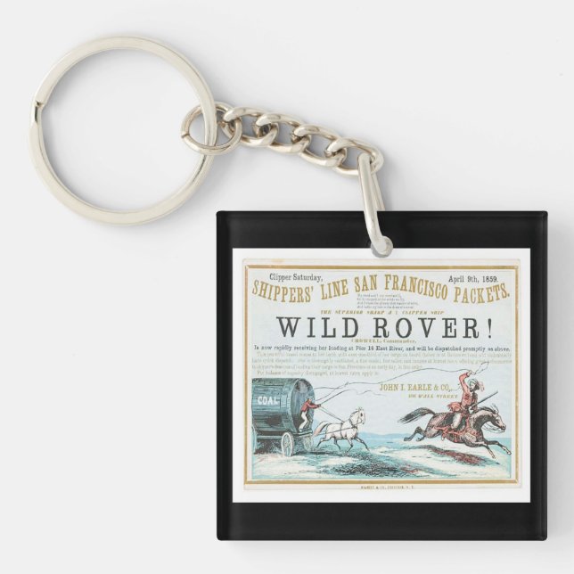 Wild Rover Clipper Sailing ship Key Ring (Front)