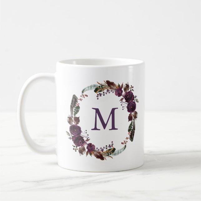 Wild Royal Bloom | Floral Monogram Coffee Mug (Left)