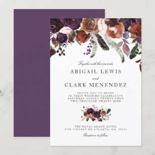 Wild Royal Bloom   Purple Themed Wedding Invite