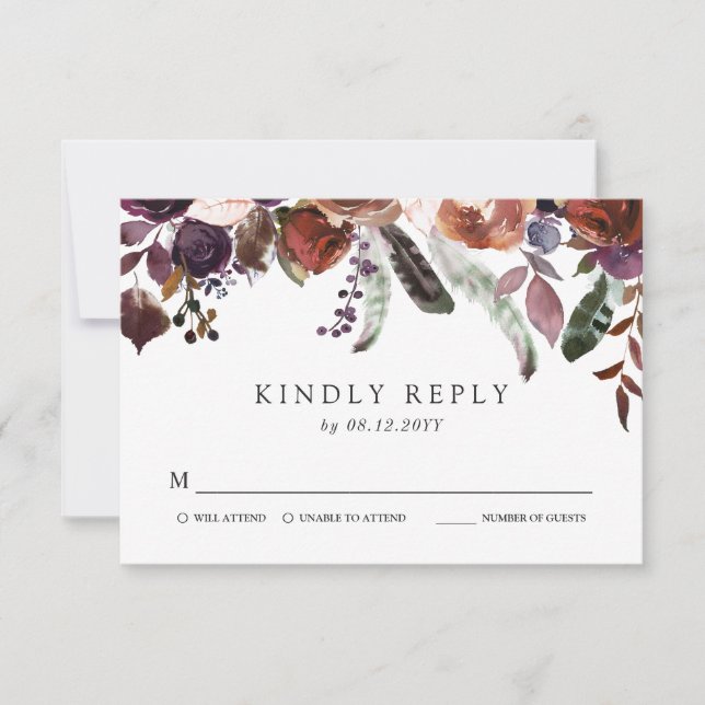 Wild Royal Bloom Wedding RSVP Card (Front)