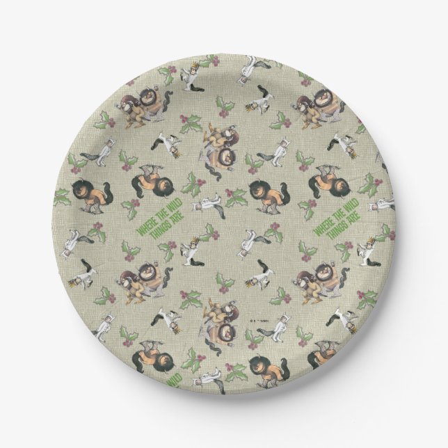 Wild Rumpus Holiday Pattern Paper Plate (Front)