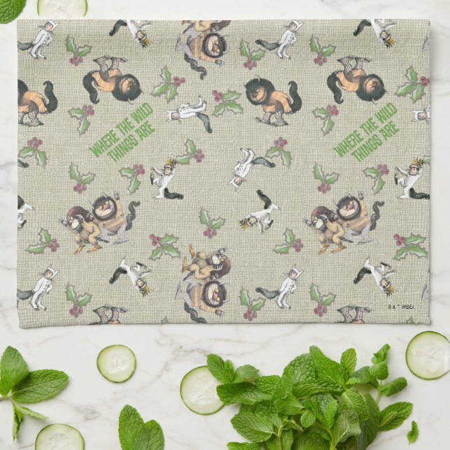 Wild Rumpus Holiday Pattern Tea Towel (Folded)