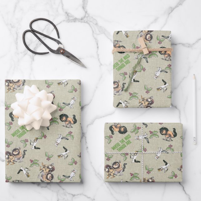 Wild Rumpus Holiday Pattern Wrapping Paper Sheet (Front)