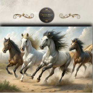 Wild Running Horse Herd Decoupage Tissue Paper