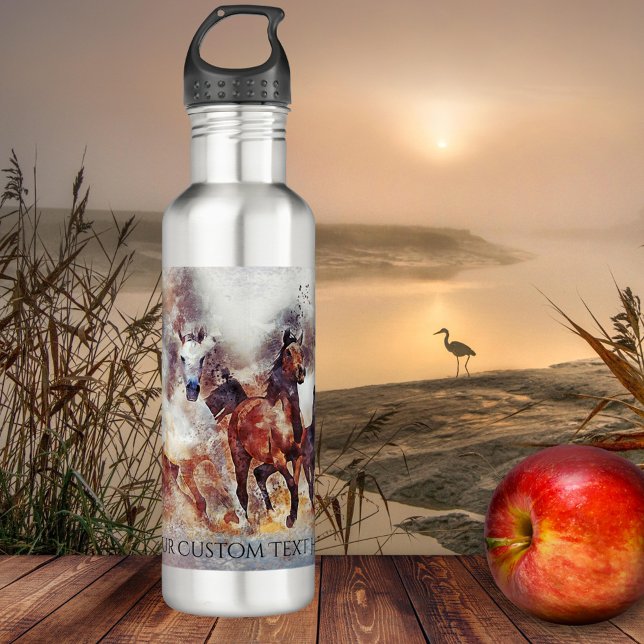 Wild Running Horses Personalised Water Bottle (Creator Uploaded)