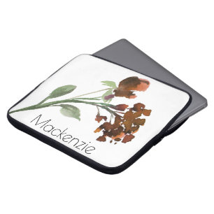 Wild Rustic Flowers Burnt Orange Bohemian Custom Laptop Sleeve