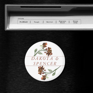 Wild Rustic Flowers   Burnt Orange Floral Wedding Magnet