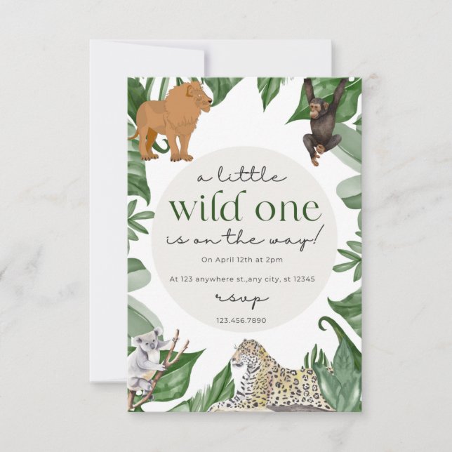 Wild Safari Adventures Await at This Baby Shower Invitation (Front)