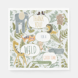 Wild Safari African Animals Botanical Baby Shower Napkin