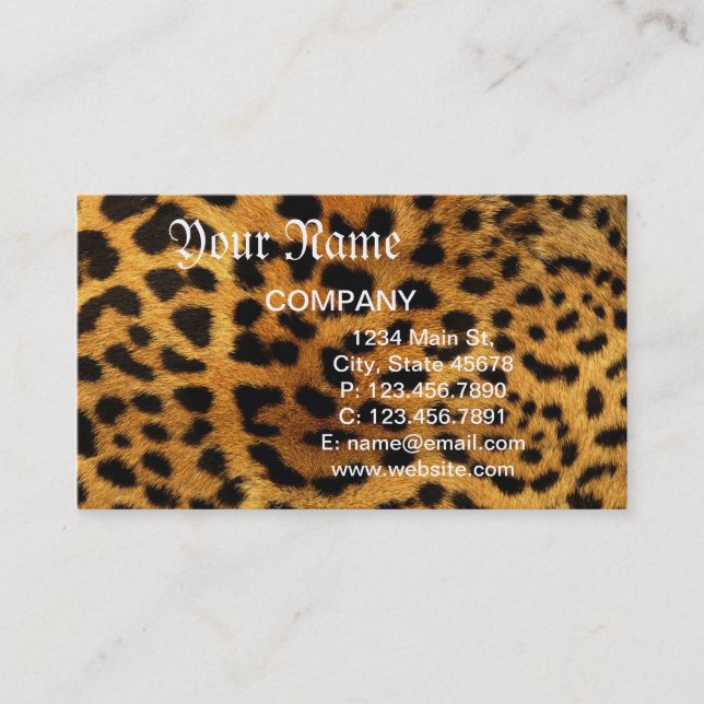 wild Safari animal black and brown cheetah print Business Card (Front)