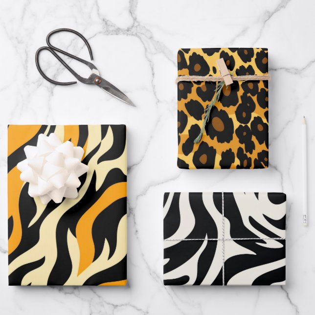 Wild Safari Animal Print Wrapping Papers Wrapping Paper Sheet (Front)