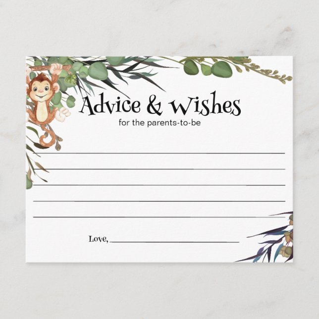 Wild Safari Animals Advice and Wishes Card (Front)