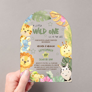 Wild Safari Animals Baby Shower Acrylic Invitations