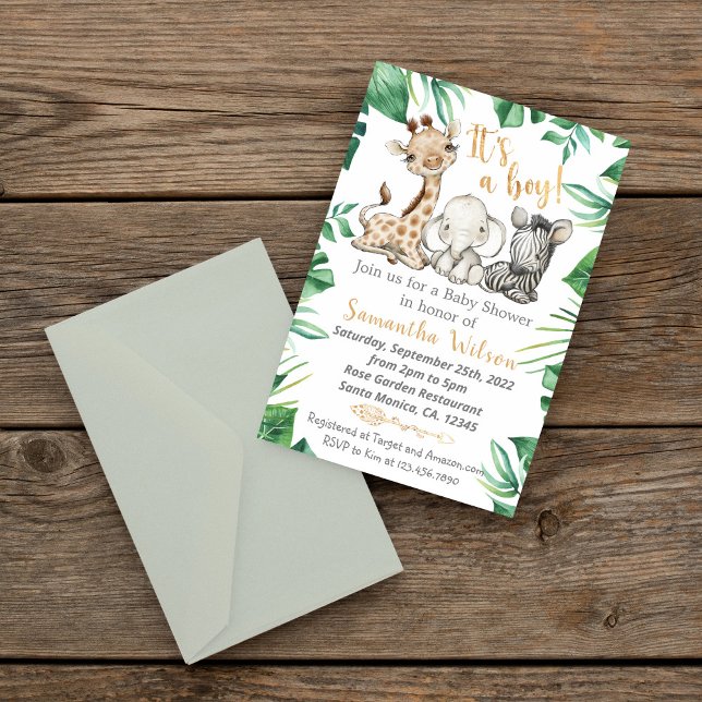 Wild Safari Animals Baby Shower Invitation (Creator Uploaded)