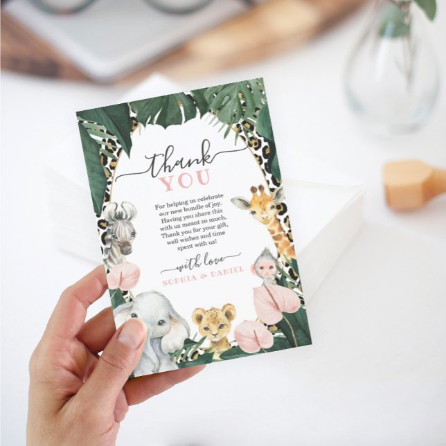 Wild Safari Animals Baby Shower Thank You Card (Creator Uploaded)