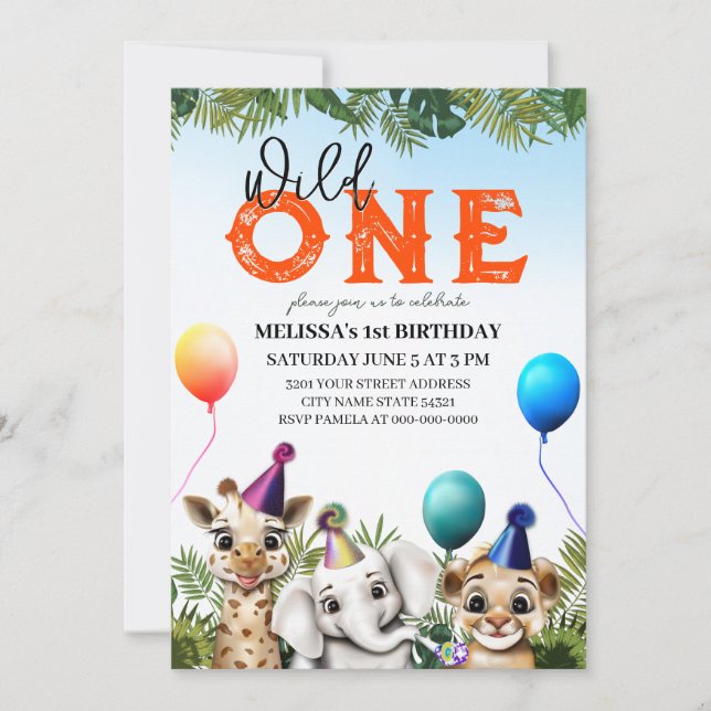 Wild Safari Animals Birthday Party Invitation (Front)
