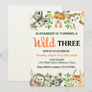 Wild Safari Animals Birthday Party Invitation