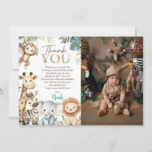Wild Safari Animals Birthday Party Photo Thank You Card