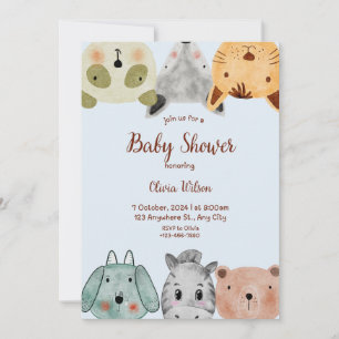 Wild Safari Animals Boy Baby shower Invitation