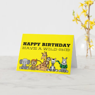 Wild Safari Animals, Children's Birthday Card