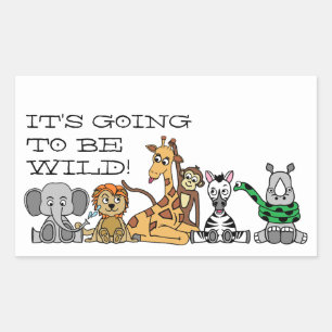 Wild Safari Animals, Children's Birthday Party Rectangular Sticker
