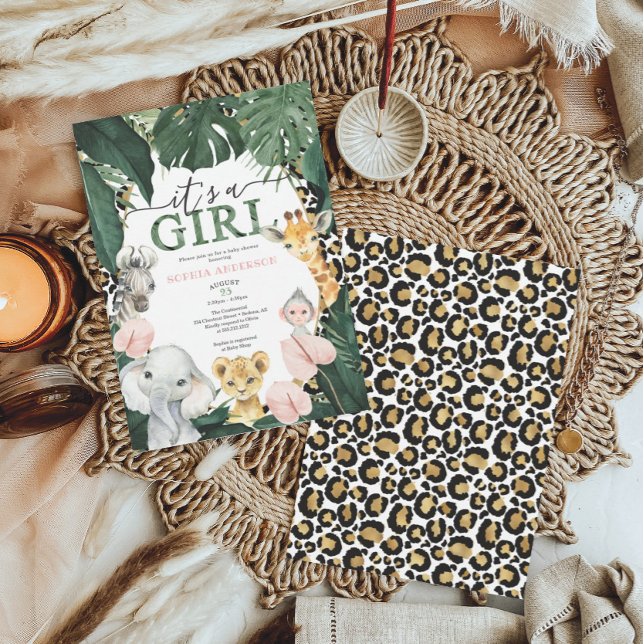 Wild Safari Animals Girl Baby Shower Invitation (Creator Uploaded)