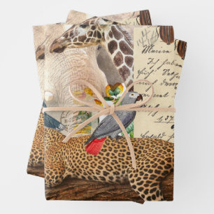 Wild Safari Animals  Wrapping Paper Sheet