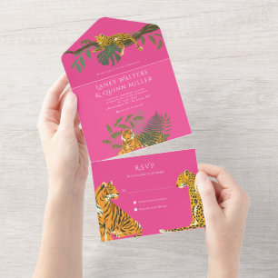 Wild Safari Big Cats Wedding All In One Invitation