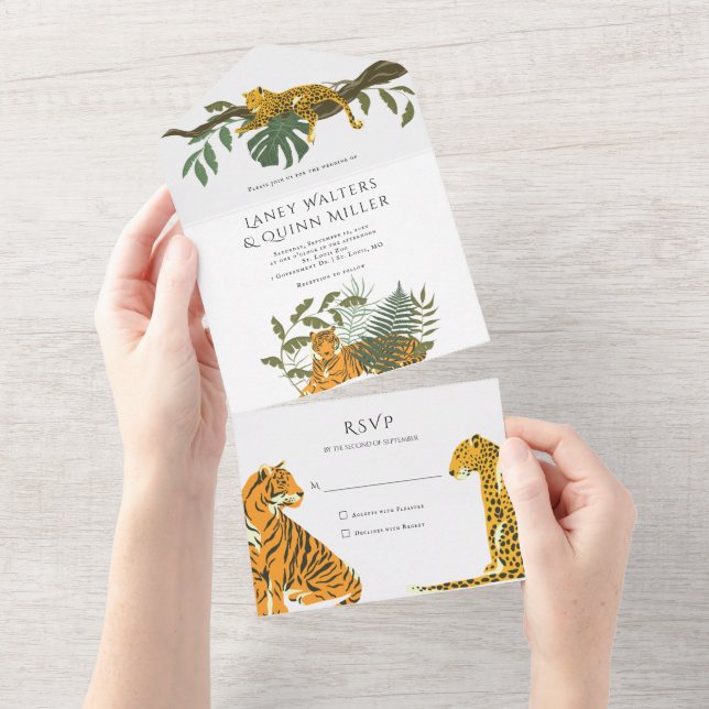 Wild Safari Big Cats Wedding All In One Invitation (Tearaway)