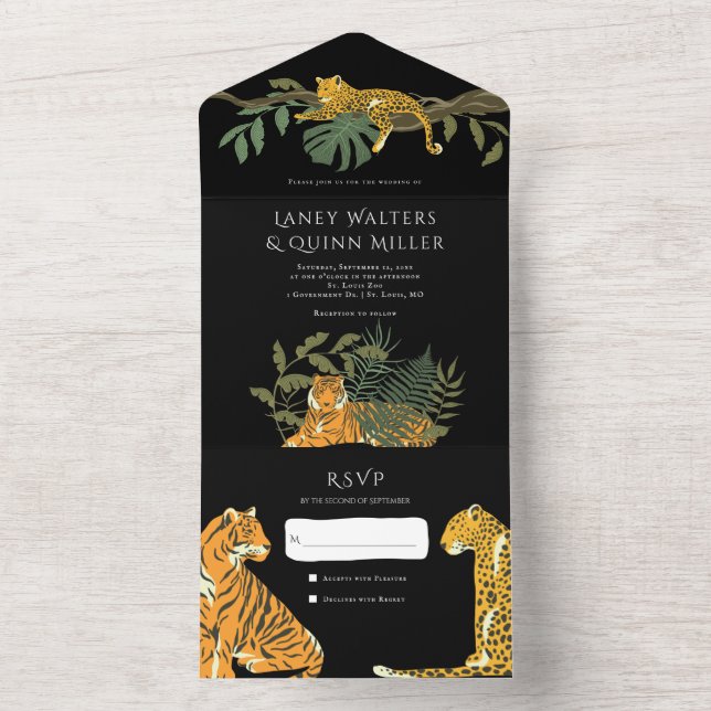 Wild Safari Big Cats Wedding All In One Invitation (Inside)