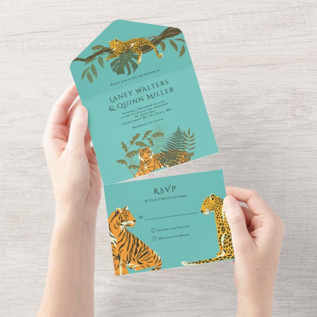 Wild Safari Big Cats Wedding All In One Invitation (Tearaway)