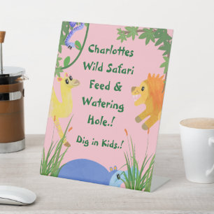 Wild Safari Birthday Party Snacks Pedestal Sign