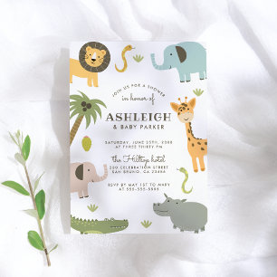 Wild Safari Cute Baby Shower Invitation