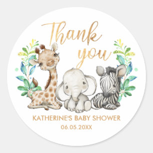 Wild Safari Jungle Party Animals Baby Shower Classic Round Sticker