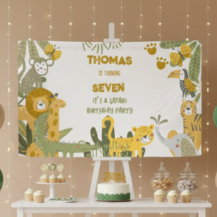 Wild safari kids birthday banner