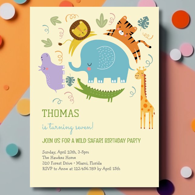 Wild safari kids birthday invitation (Creator Uploaded)