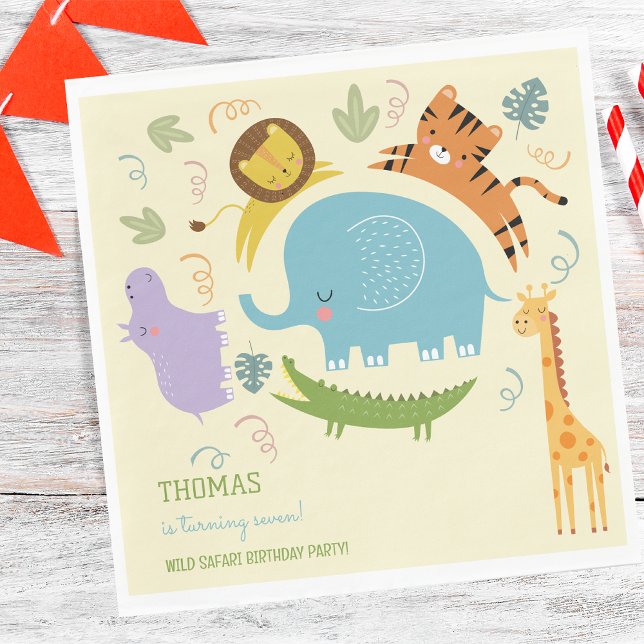 Wild safari kids birthday napkin (Creator Uploaded)