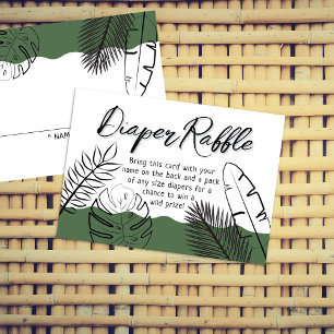 Wild Safari Leave Army Green Diaper Raffle Enclosure Card