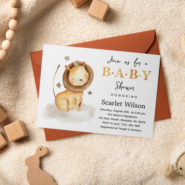 Wild Safari Lion King Baby Sho Invitation Postcard (Creator Uploaded)