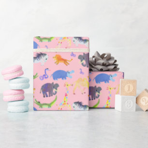 Wild Safari on Pink Wrapping Paper