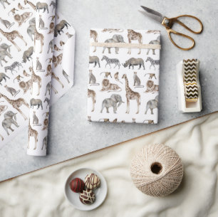 Wild Safari Zoo Animals Wrapping Paper