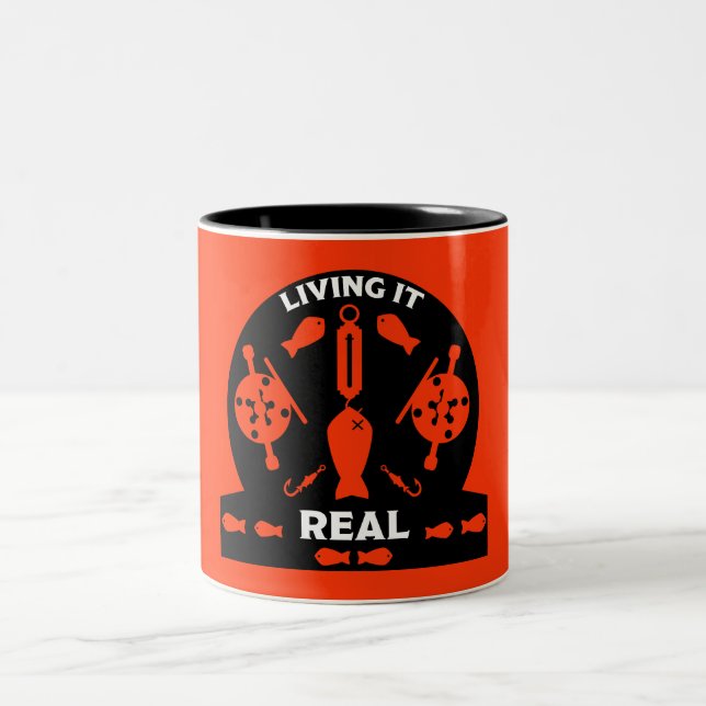 Wild Salmon Fishing Two-Tone Coffee Mug (Center)