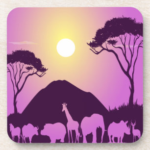 Wild Savanna Herd Under Full Sun Coaster